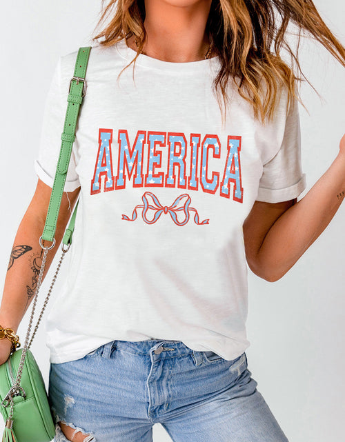 Load image into Gallery viewer, AMERICA Round Neck Short Sleeve T-Shirt
