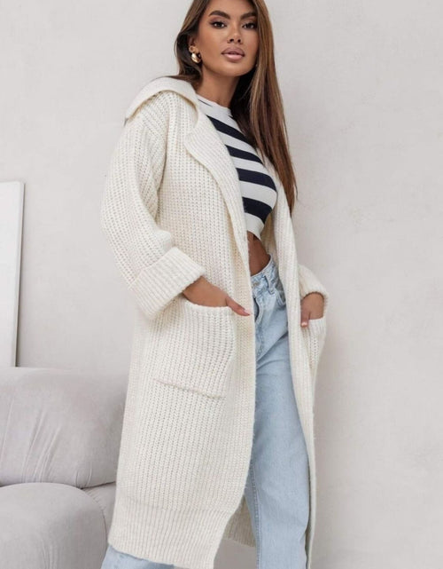 Load image into Gallery viewer, Pocketed Collared Neck Dropped Shoulder Cardigan
