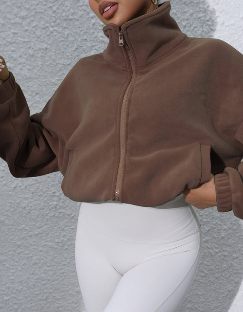 Load image into Gallery viewer, Drawstring Turtleneck Zip Up Long Sleeve Jacket
