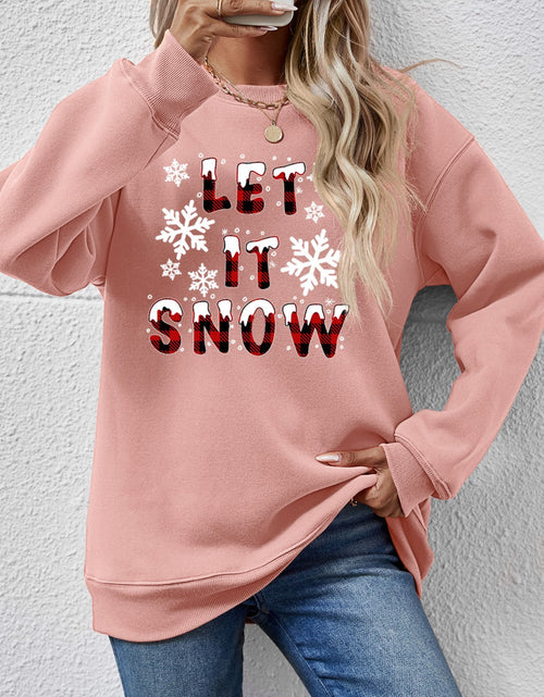 Load image into Gallery viewer, LET IT SNOW Round Neck Long Sleeve Sweatshirt
