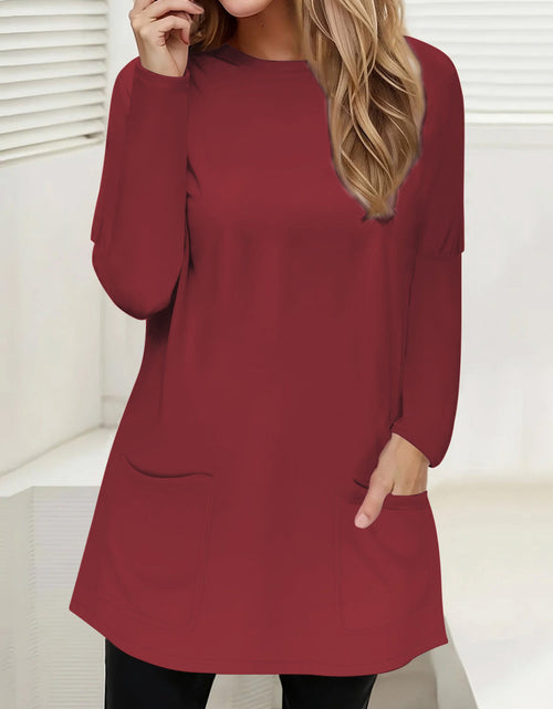 Load image into Gallery viewer, Full Size Pocketed Round Neck Long Sleeve T-Shirt
