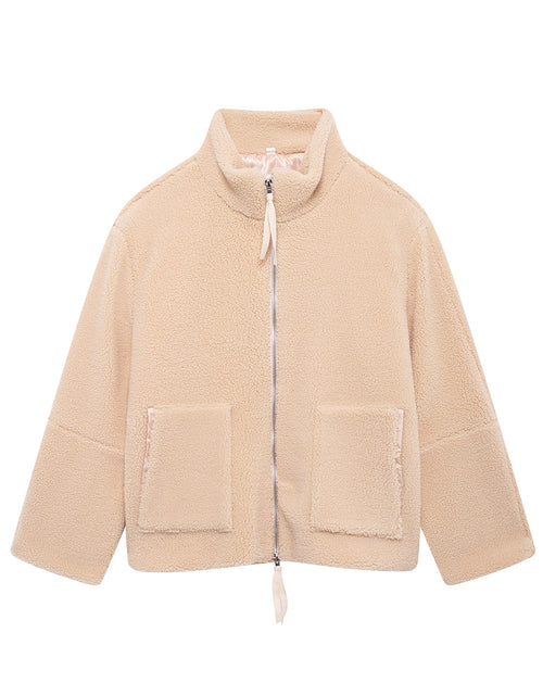 Load image into Gallery viewer, Turtleneck Zip Up Long Sleeve Plush Jacket
