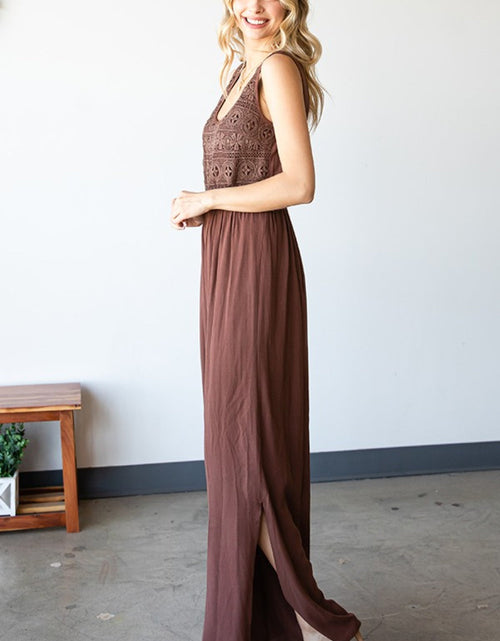 Load image into Gallery viewer, First Love Tie Back Sleeveless Slit Wide Leg Jumpsuit
