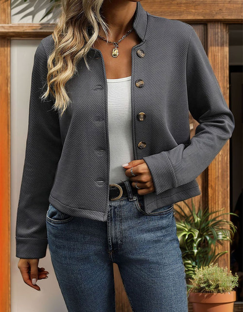 Load image into Gallery viewer, Perfee Textured Button Up Long Sleeve Jacket
