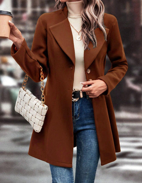 Load image into Gallery viewer, Collared Neck Long Sleeve Longline Coat
