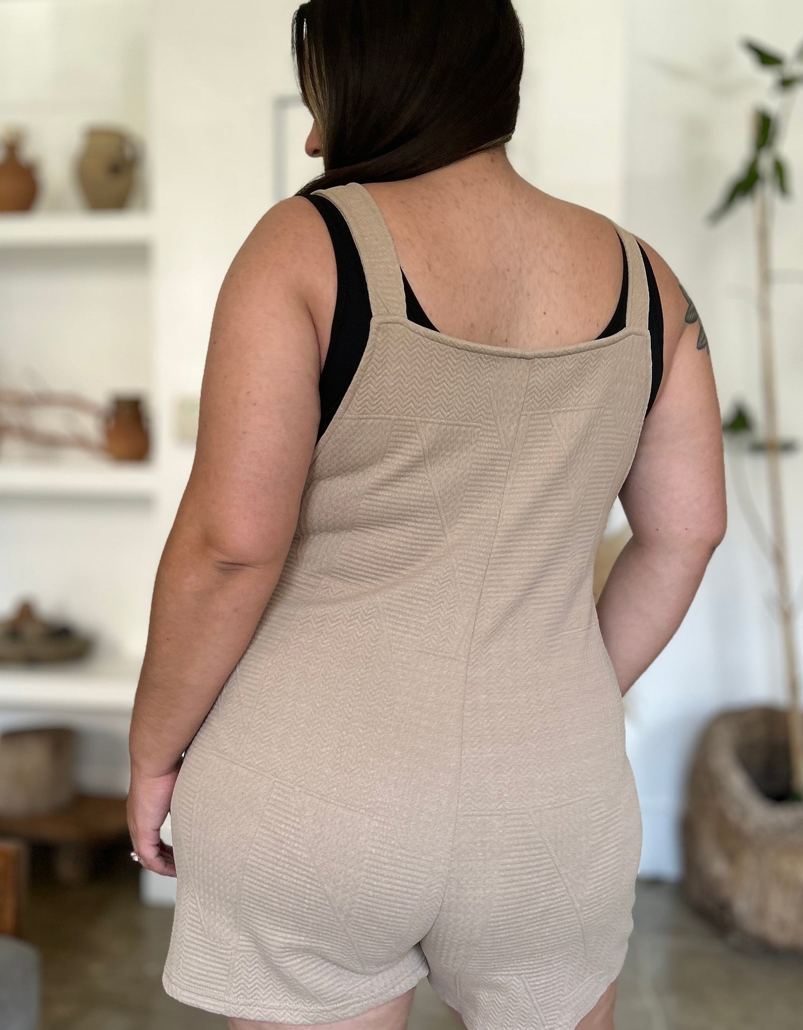 Double Take Full Size Texture Sleeveless Romper