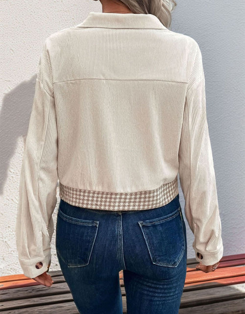 Load image into Gallery viewer, Perfee Pocketed Houndstooth Long Sleeve Jacket
