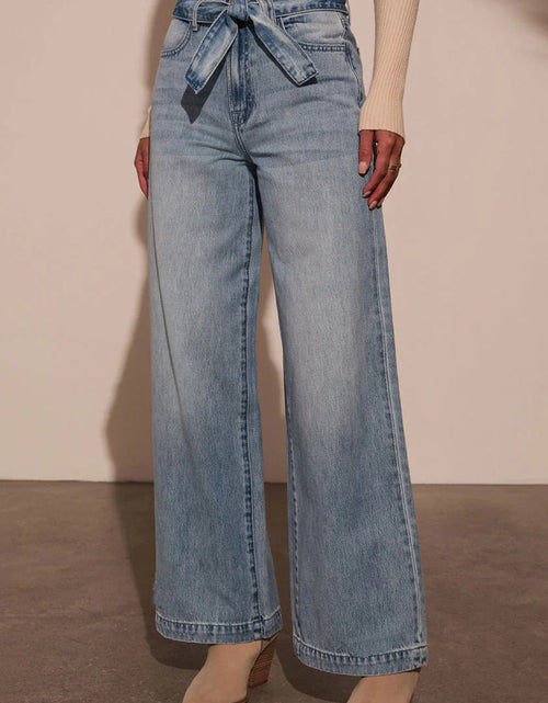 Load image into Gallery viewer, Tied Wide Leg Jeans with Pockets
