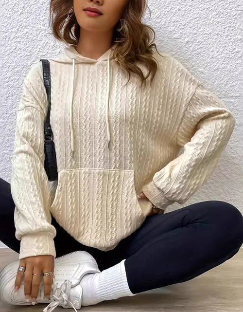 Load image into Gallery viewer, Drawstring Texture Long Sleeve Hoodie
