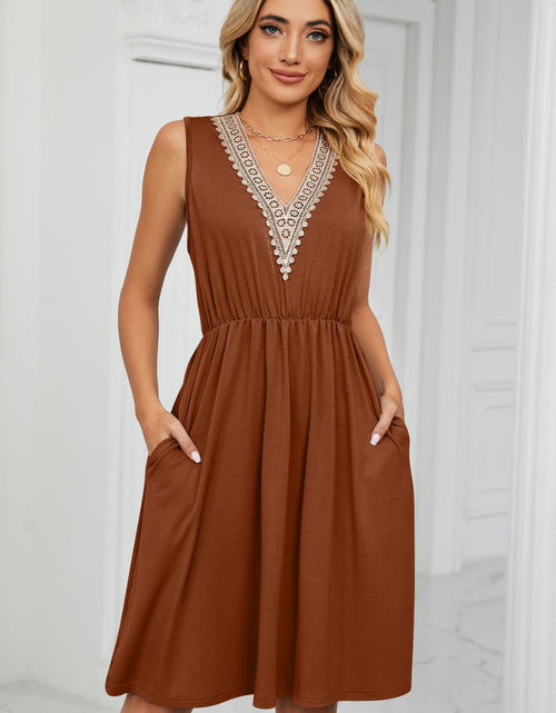 Load image into Gallery viewer, Contrast V-Neck Sleeveless Dress
