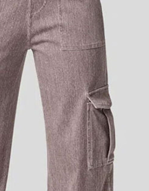 Load image into Gallery viewer, High Waist Straight Leg Cargo Jeans
