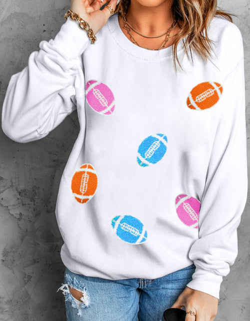 Load image into Gallery viewer, Football Round Neck Long Sleeve Sweatshirt
