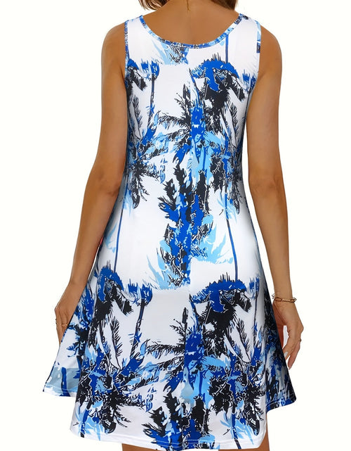 Load image into Gallery viewer, Printed Scoop Neck Wide Strap Mini Dress
