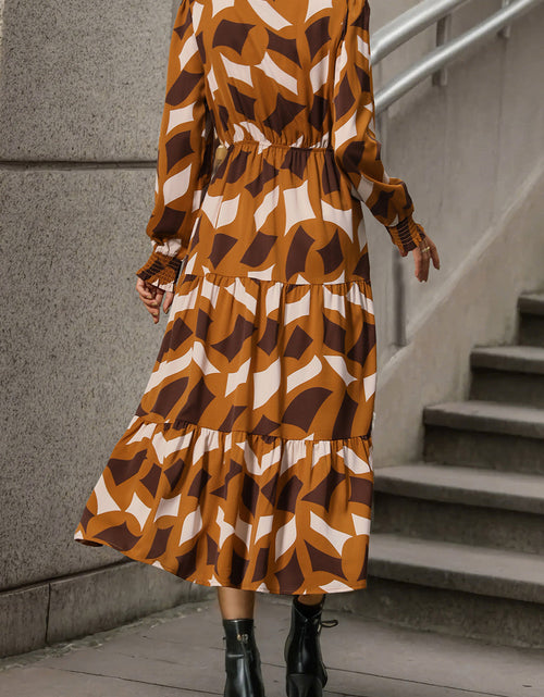 Load image into Gallery viewer, Perfee Printed Tied Pocketed Lantern Sleeve Dress
