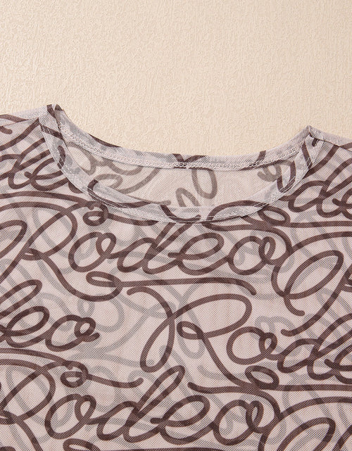 Load image into Gallery viewer, Printed Round Neck Short Sleeve Mesh T-Shirt
