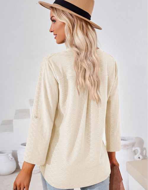 Load image into Gallery viewer, V-Neck Roll-Tap Sleeve Blouse
