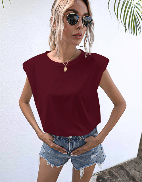 Load image into Gallery viewer, Round Neck Cap Sleeve Tee
