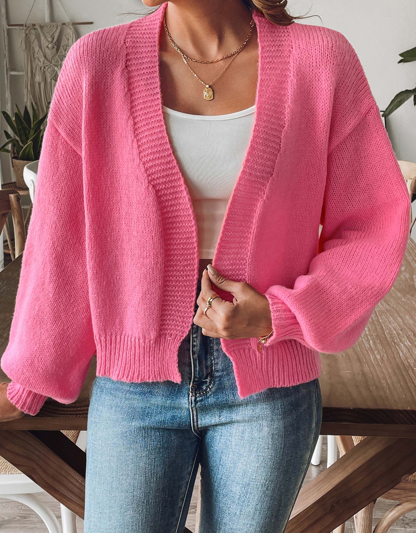 Open Front Long Sleeve Cardigan