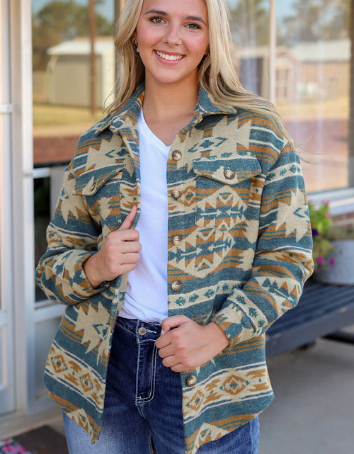 Load image into Gallery viewer, Geometric Button Down Collared Jacket
