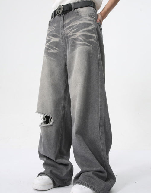 Load image into Gallery viewer, Distressed Wide Leg Jeans with Pockets
