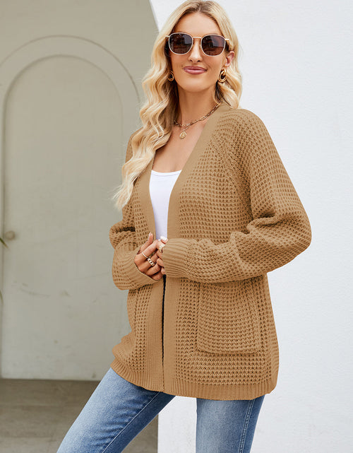 Load image into Gallery viewer, Open Front Long Sleeve Cardigan with Pockets
