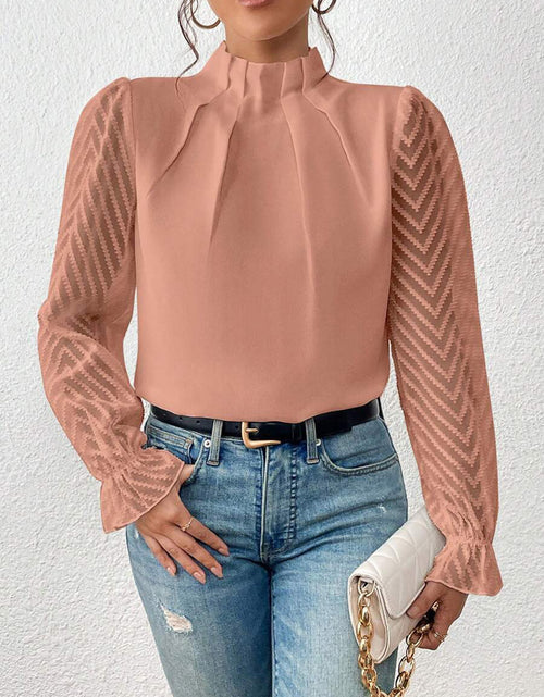 Load image into Gallery viewer, Mock Neck Flounce Sleeve Blouse
