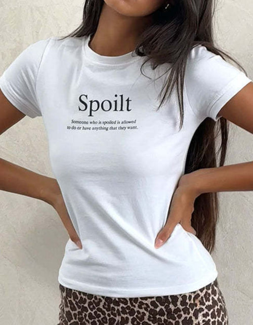 Load image into Gallery viewer, Letter Round Neck Short Sleeve T-Shirt
