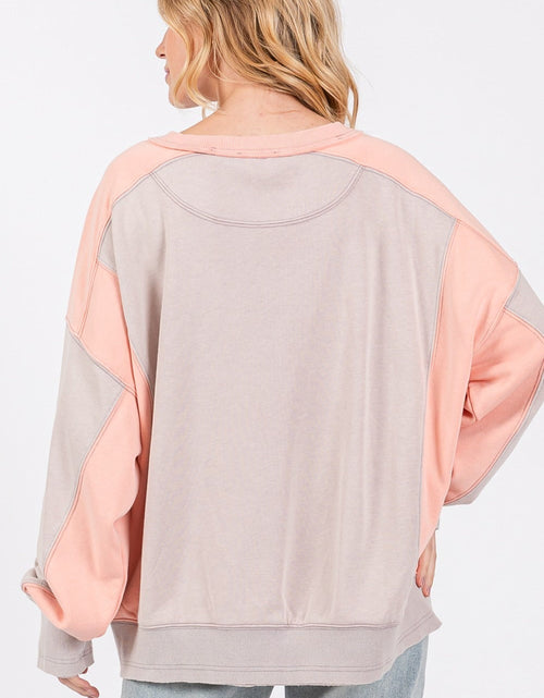 Load image into Gallery viewer, SAGE + FIG Color Block Round Neck Sweatshirt
