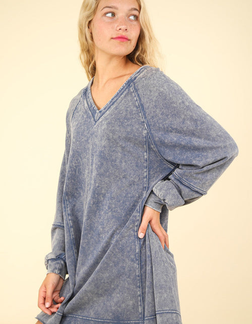 Load image into Gallery viewer, VERY J Mineral Washed Oversized A-Line Mini Dress
