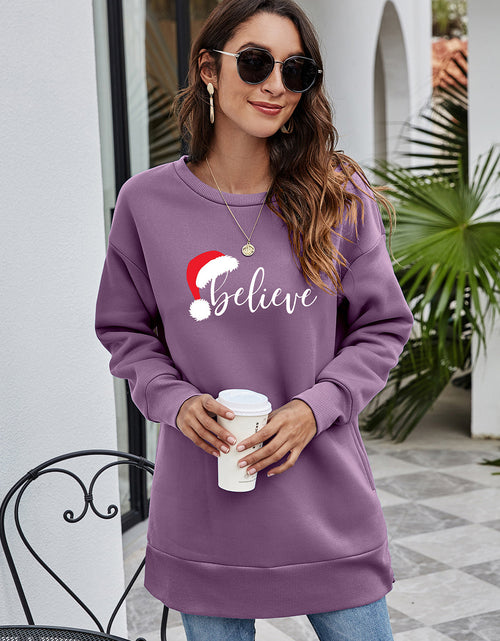 Load image into Gallery viewer, BELIEVE Graphic Tunic Sweatshirt
