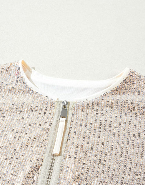 Load image into Gallery viewer, Sequin Zip Up Long Sleeve Jacket
