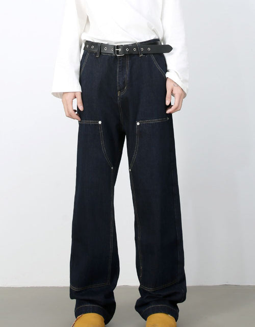 Load image into Gallery viewer, Men's Wide Straight Leg Jeans with Pockets
