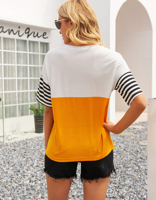 Load image into Gallery viewer, Ivy Lane Striped Color Block Round Neck Tee
