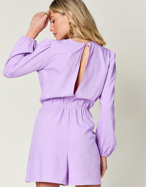 Load image into Gallery viewer, Double Take Full Size Drawstring Long Sleeve Romper

