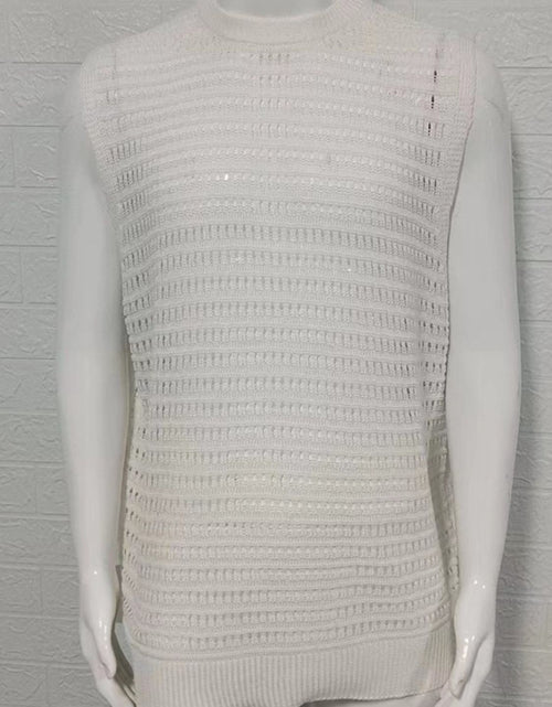 Load image into Gallery viewer, Men's Round Neck Hollow Out Sleeveless Knit Top

