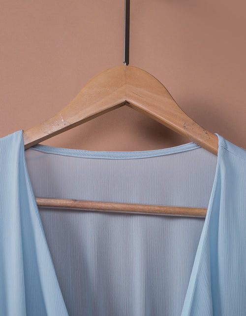 Load image into Gallery viewer, Tied Plunge Smocked Waist Flounce Sleeve Dress
