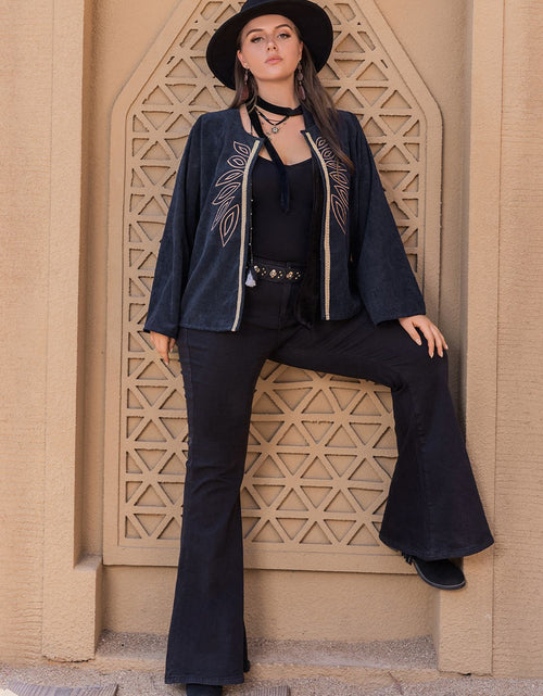 Load image into Gallery viewer, Plus Size Embroidered Open Front Jacket
