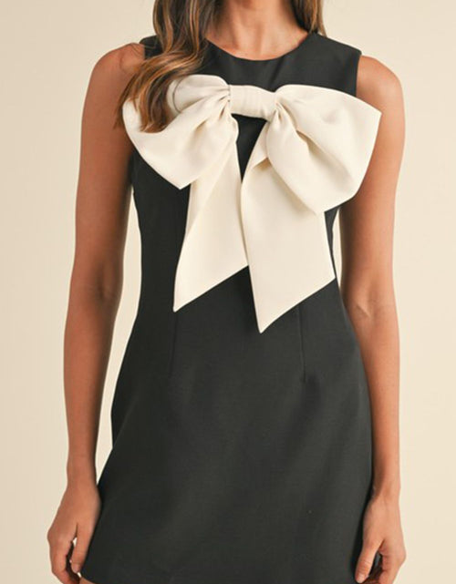 Load image into Gallery viewer, Bow Contrast Sleeveless Mini Dress
