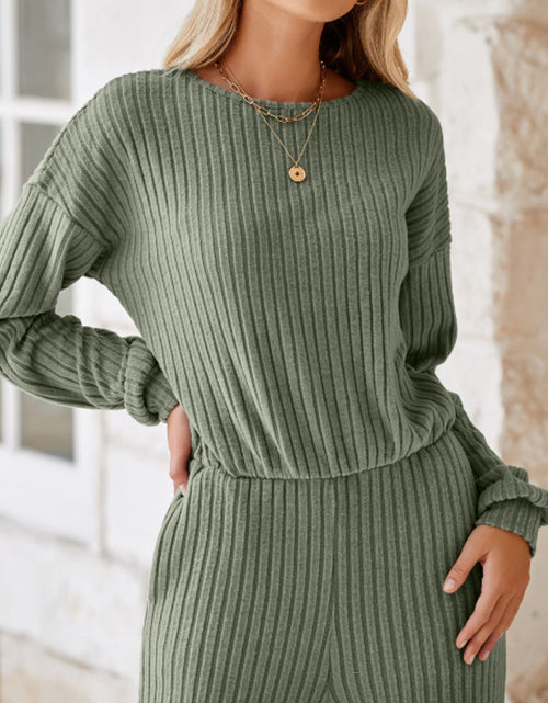 Load image into Gallery viewer, Round Neck Long Sleeve Jumpsuit
