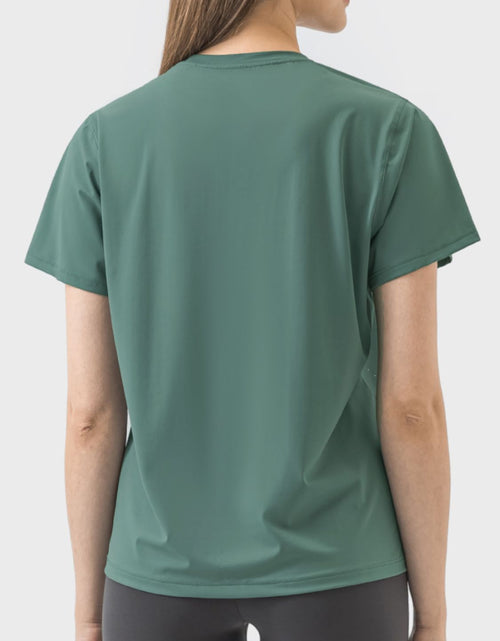 Load image into Gallery viewer, Millennia Slit Round Neck Short Sleeve Active T-Shirt
