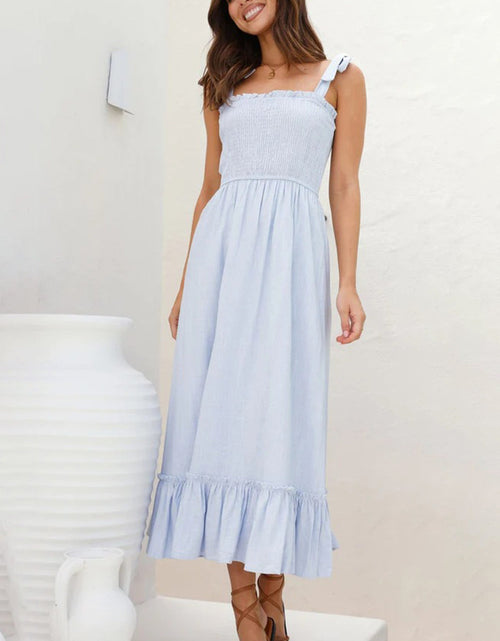 Load image into Gallery viewer, Ruffled Smocked Ruffle Hem Sleeveless Dress
