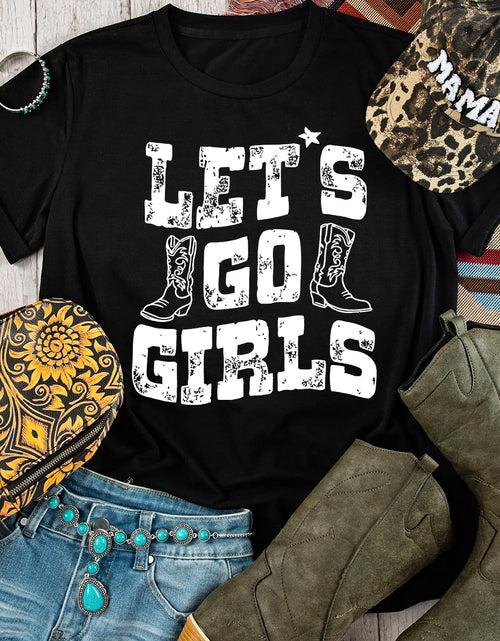 Load image into Gallery viewer, Letter Graphic Round Neck Short Sleeve T-Shirt
