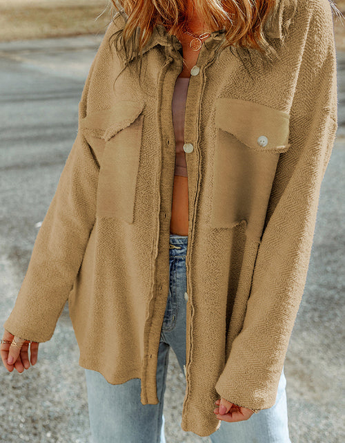 Load image into Gallery viewer, Pocketed Button Up Droppped Shoulder Jacket
