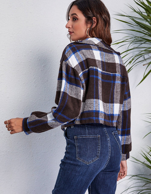 Load image into Gallery viewer, Plaid Button Front Jacket with Pockets
