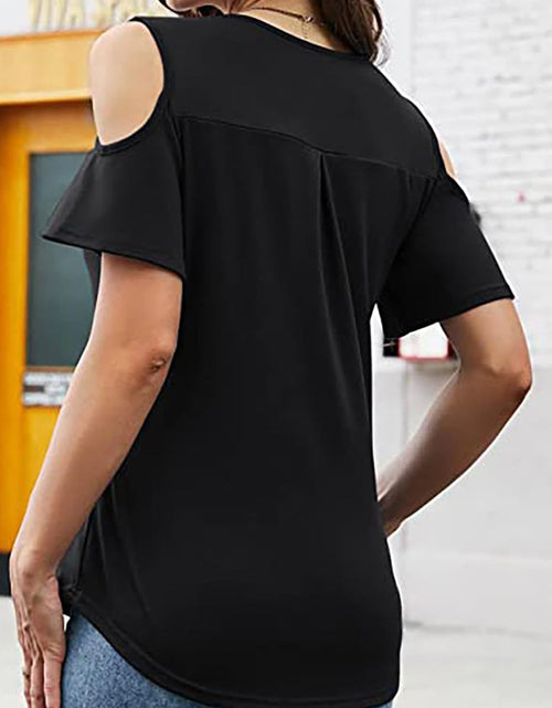 Load image into Gallery viewer, Full Size Half Zip Cold Shoulder Top
