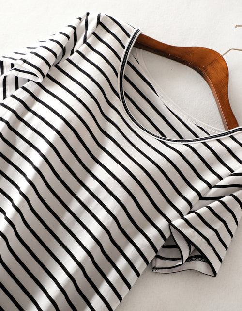 Load image into Gallery viewer, Striped Round Neck Short Sleeve Dress
