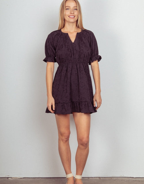 Load image into Gallery viewer, VERY J Floral Textured Woven Ruffled Mini Dress
