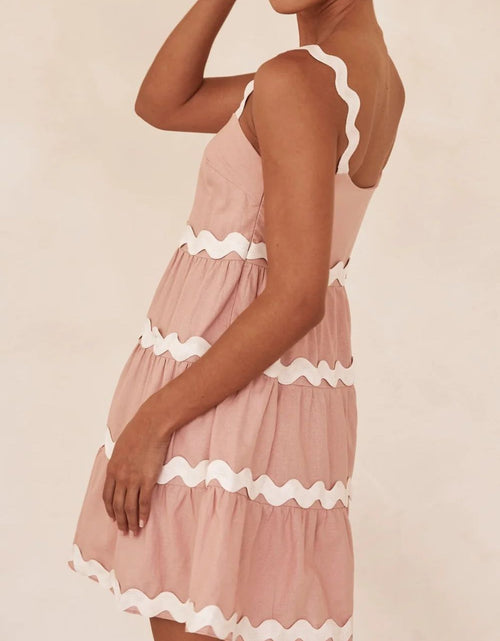Load image into Gallery viewer, Contrast Trim Square Neck Tiered Dress
