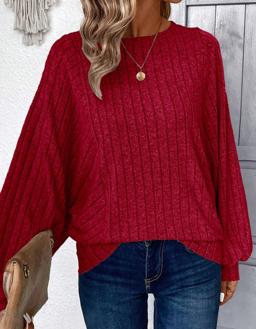 Load image into Gallery viewer, Plus Size Round Neck Batwing Sleeve T-Shirt
