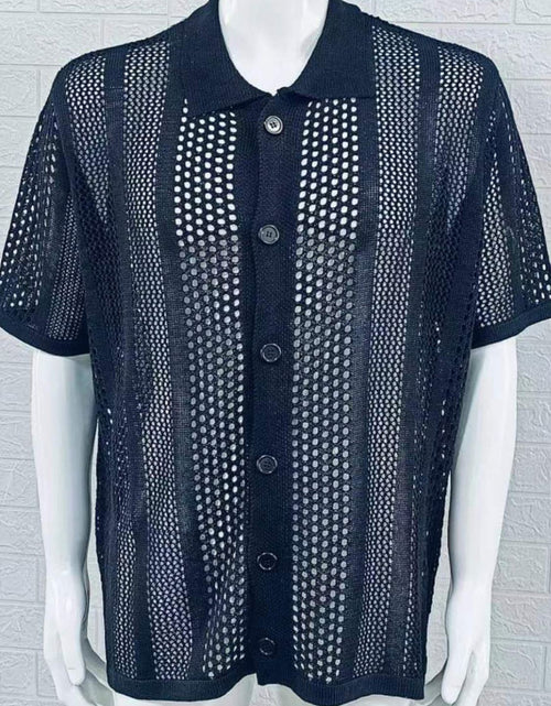 Load image into Gallery viewer, Men's Button Down Collared Neck Hollow Out Shirt
